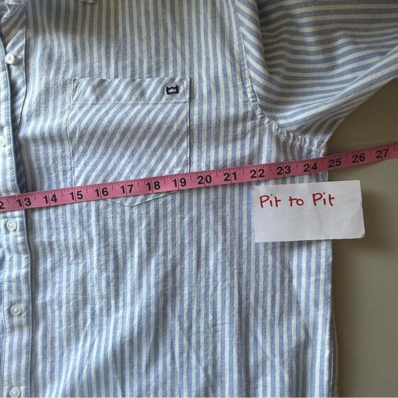 Crown And Ivy Long Sleeve Cotton Button Up Top Stripes Lagenlook Summer PXL - Picture 7 of 8